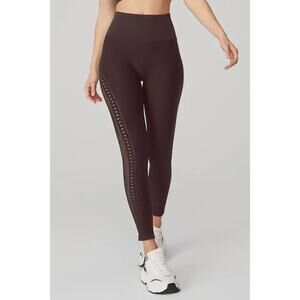 Alo Yoga 7/8 Legging Women's Large Brown Seamless Open Air High-Waist Pull-On
